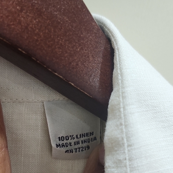 Joseph & Feiss 100 % Linen  Cream Casual Button Down Shirt - Picture 3 of 11